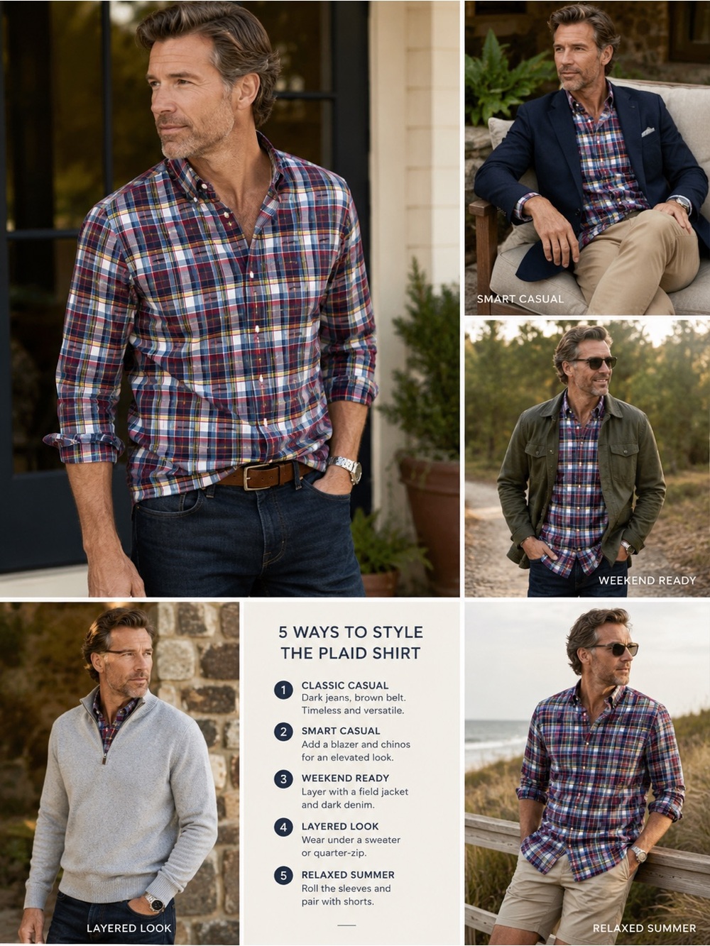 Jos. A. Bank Red, Navy & Yellow Plaid Button-Down Shirt